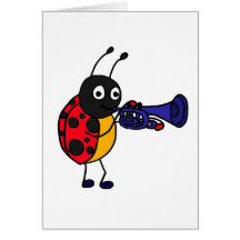 XX- Ladybug Playing Trumpet Cartoon Card