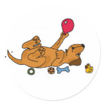 XX- Playful Silly Puppy Dog Round Sticker