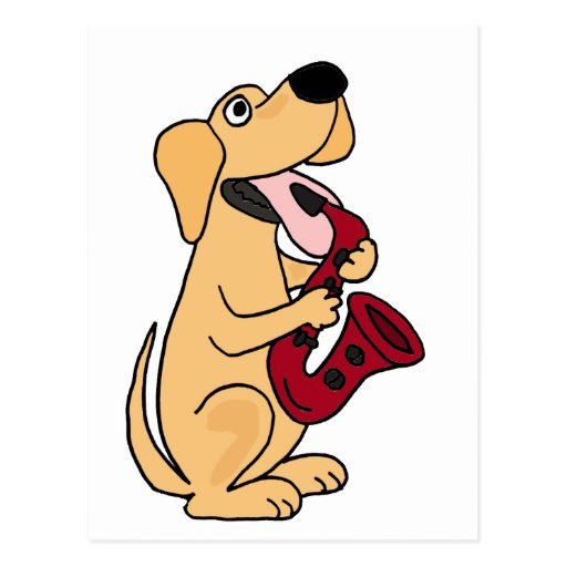 XX Puppy Dog Playing Saxophone Cartoon Postcard Zazzle