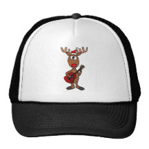XX- Rudolph Reindeer Playing Guitar Trucker Hats