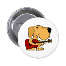 XX- Yellow Labrador Retriever Playing Guitar Pinback Buttons