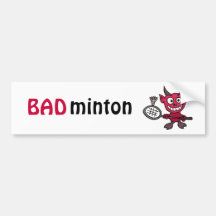 XY- Devil Playing BADminton Cartoon Bumper Stickers