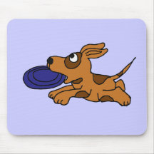 XY- Funny Brown Puppy Dog Catching Frisbee Mouse Pad