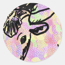 Yak outline in black against a pastel spotty back stickers