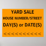 YARD SALE SIGN with left arrow Print