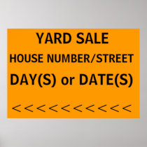 YARD SALE SIGN with left arrow
