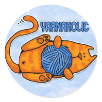 yarnaholic round sticker