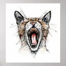Yawning Kitty Print
