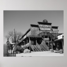 Ye' Ol' Saloon - black and white Poster