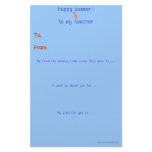 Year-end teacher thank you note stationery