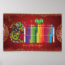 Year of the Dragon 2012 Calendar for kids (Red) Posters