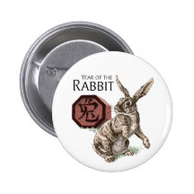 Year of the Rabbit Chinese Zodiac Astrology Pinback Button