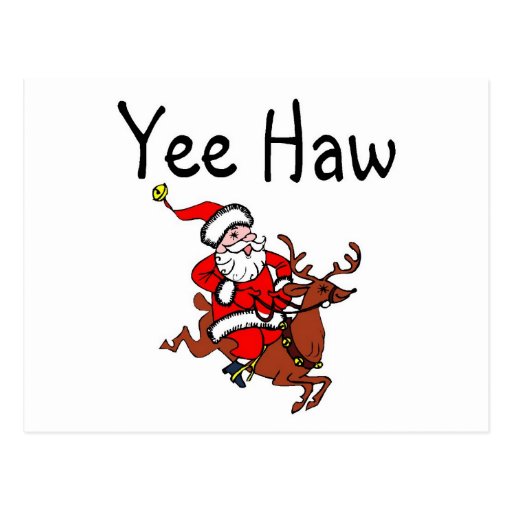 Yee Haw Christmas Cowboy Santa Claus Postcard