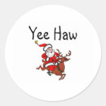 Yee Haw Christmas Cowboy Santa Claus Sticker