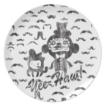 Yee- Haw Goofy Characters with moustaches art. Plate