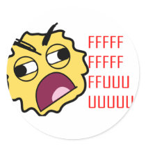 Yelling Smiley Face Round Sticker