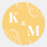 Yellow 2 initial letter monogram favour tag seal stickers