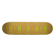 Yellow 60's Retro Fractal Pattern Skateboards