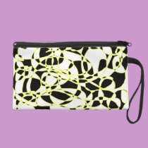 Yellow and Black Abstract Art design wristlet bagettes bags