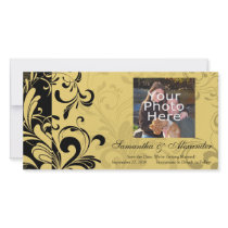 Yellow and Black Contemporary Swirl Custom Photo Card