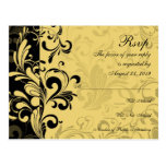 Yellow and Black Contemporary Swirl RSVP Reply Post Cards