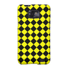 Yellow and Black Diagonal Checkerboard Design Galaxy S2 Cases