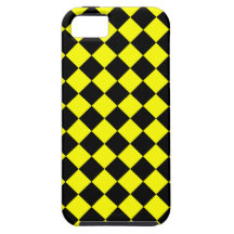Yellow and Black Diagonal Checkerboard Design iPhone 5 Cover