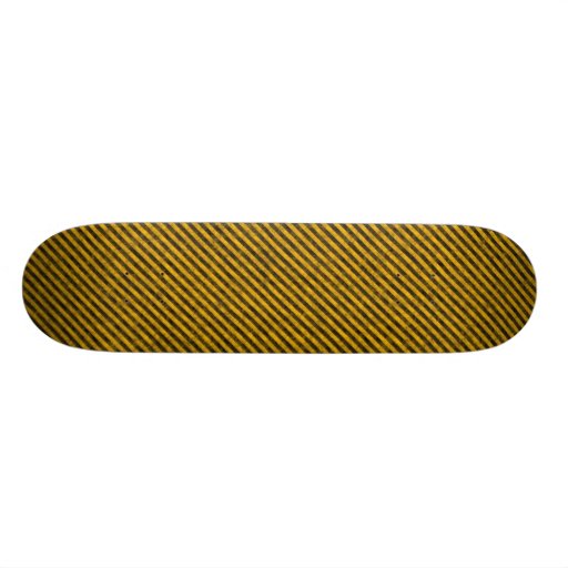 Yellow and Black Hazard Stripes Texture Skate Deck