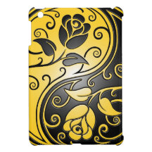 Yellow and Black Yin Yang Roses iPad Mini Cases