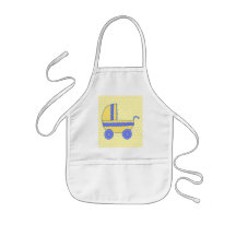 Yellow and Blue Baby Stroller. Apron