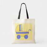 Yellow and Blue Baby Stroller. Bags