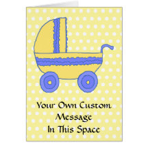 Yellow and Blue Baby Stroller. Card