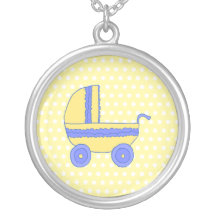 Yellow and Blue Baby Stroller. Custom Jewelry