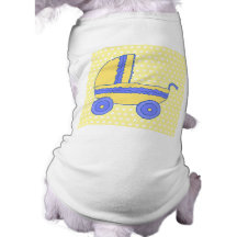 Yellow and Blue Baby Stroller. Doggie Shirt