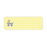 Yellow and Blue Baby Stroller. Return Address Label
