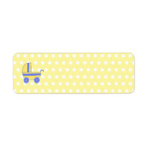 Yellow and Blue Baby Stroller. Return Address Label