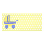 Yellow and Blue Baby Stroller. Personalized Invite