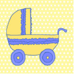 Yellow and Blue Baby Stroller. Photo Sculptures