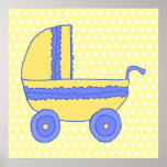 Yellow and Blue Baby Stroller. Poster