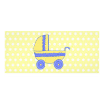 Yellow and Blue Baby Stroller. Rack Cards