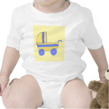 Yellow and Blue Baby Stroller. Tee Shirt