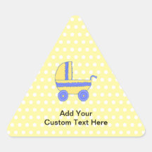 Yellow and Blue Baby Stroller. Triangle Sticker