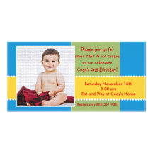 Yellow and Blue Birthday Boy Photo Card