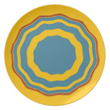 Yellow and Blue Retro Circle Plate