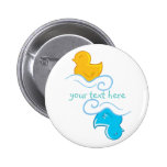 yellow and blue rubber duck pinback button