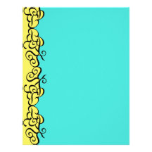 Yellow and Blue scroll Letterhead Template