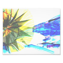 Yellow and Blue Zoomed Rides on White Abstract Art Photo