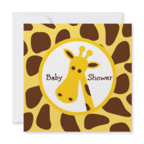 Yellow and Brown Giraffe Neutral Baby Shower Custom Invite