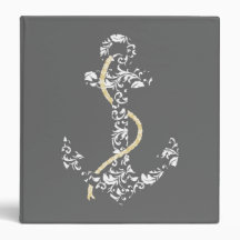 Yellow and Gray Anchor Beach Wedding Binder