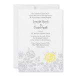 Yellow And Gray Damask Wedding Invitations